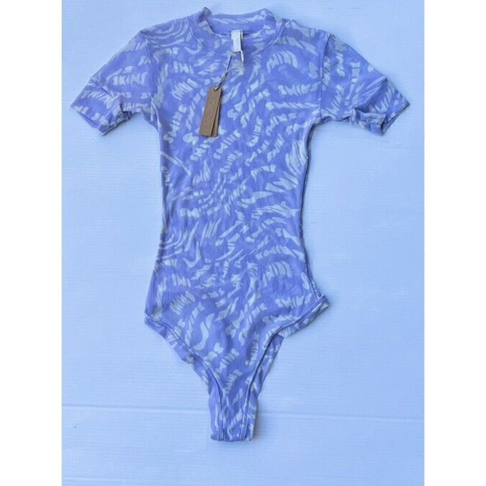 SKIMS Kim Kardashian Plus SUMMER Mesh Lilac Swirl T-Shirt Bodysuit Size XXS - Picture 5 of 11